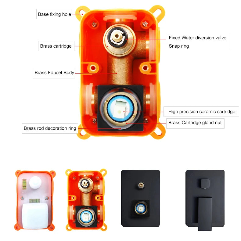 Bakala Black Golden Brass Shower Faucet Mixing Valve