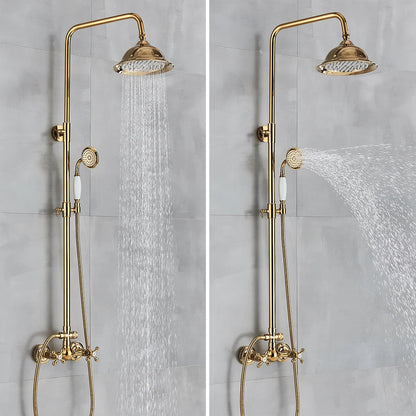 Rozin Gold Bathroom Shower Faucet Wall Mounted Brass