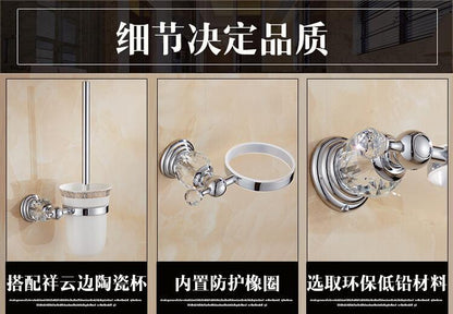 Brass Shower Shelf Toilet Paper Holder Silver Crystal