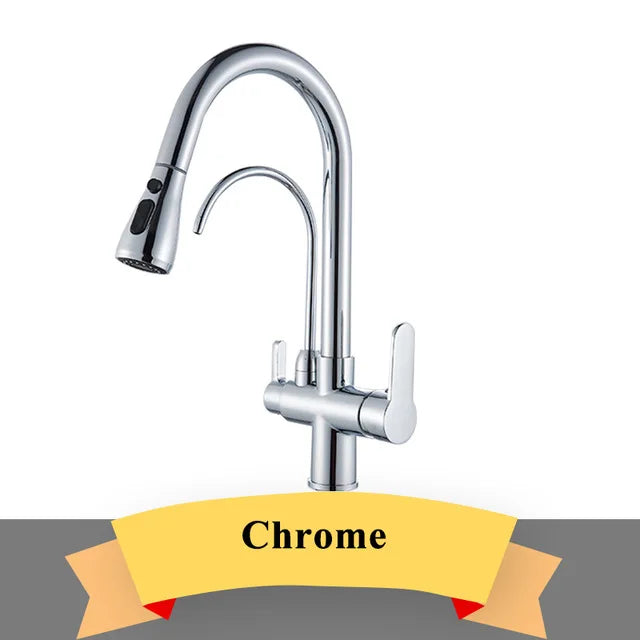 Gold Purify Water Faucet Deck Mounted Dual Handle