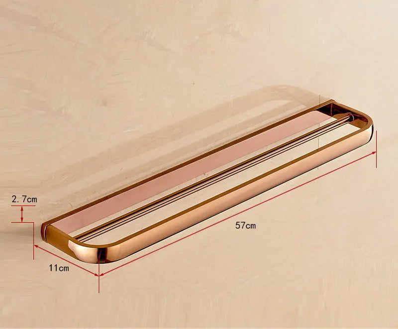 Rose Gold Double Towel Bars Bathroom Towel Ring