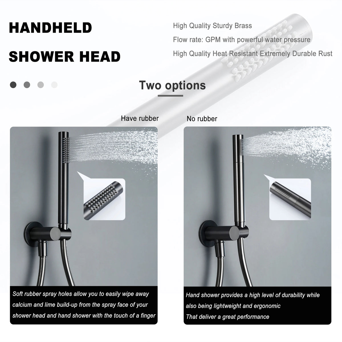 Black Bathroom Shower Faucet Wall Mount Rainfall Shower