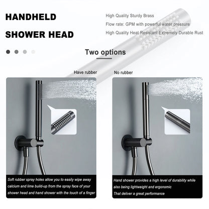 Black Bathroom Shower Faucet Wall Mount Rainfall Shower