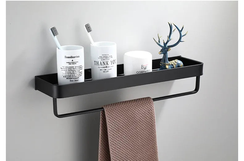 Black / White Bathroom Shelf Shampoo Holder Storage