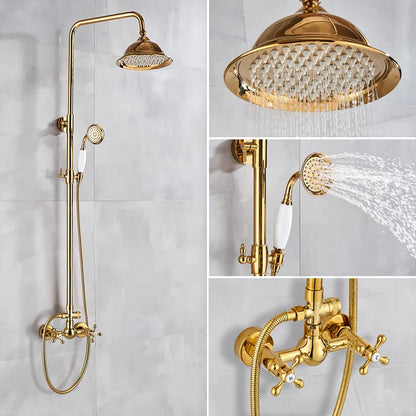 Gold Shower Faucet Bath Shower Mixer Tap Rainfall