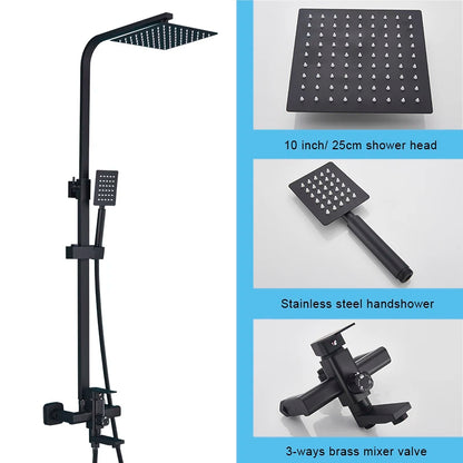 Matte Black Bathroom Shower Faucet 8/10/12inch Wall Mount