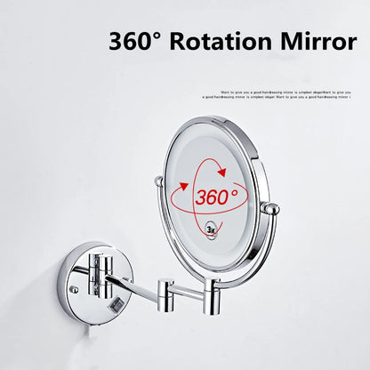 Silver Brass Dual Side Led Light Bathroom Mirror