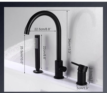 Ellen Bathtub Faucets Holes Black Cold Bath Shower