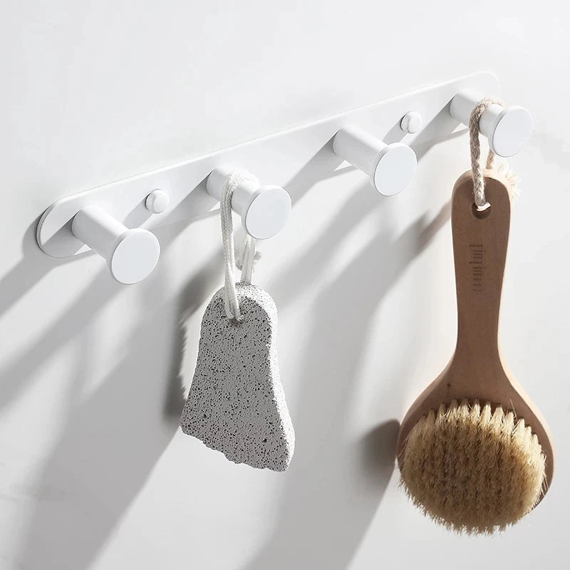 Brushed Gold/White/Matte Black Stainless Steel Hooks Bathroom