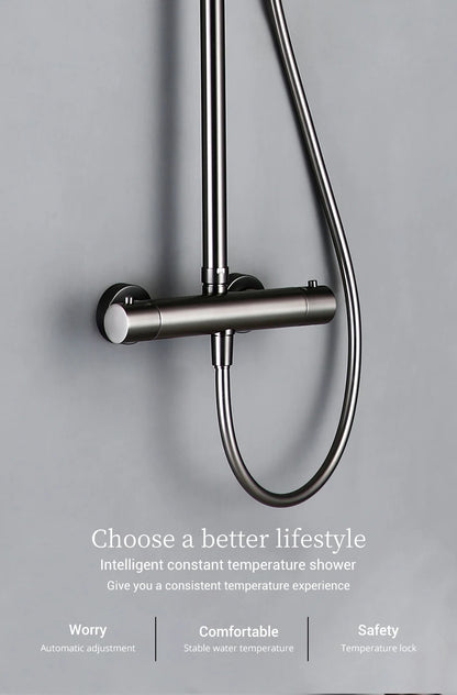 Thermostatic Shower Faucet Rain Head - 16 Inches