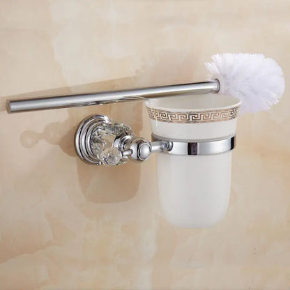 Brass Shower Shelf Toilet Paper Holder Silver Crystal