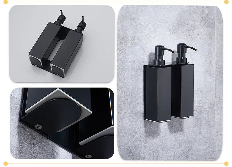 Black Liquid Soap Dispenser Shampoo Hotel Bathroom Wall