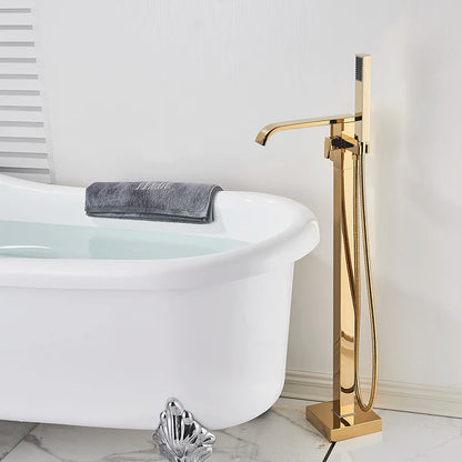Shbshaimy Golden Floor Bathroom Bathtub Faucet Handshower Cold