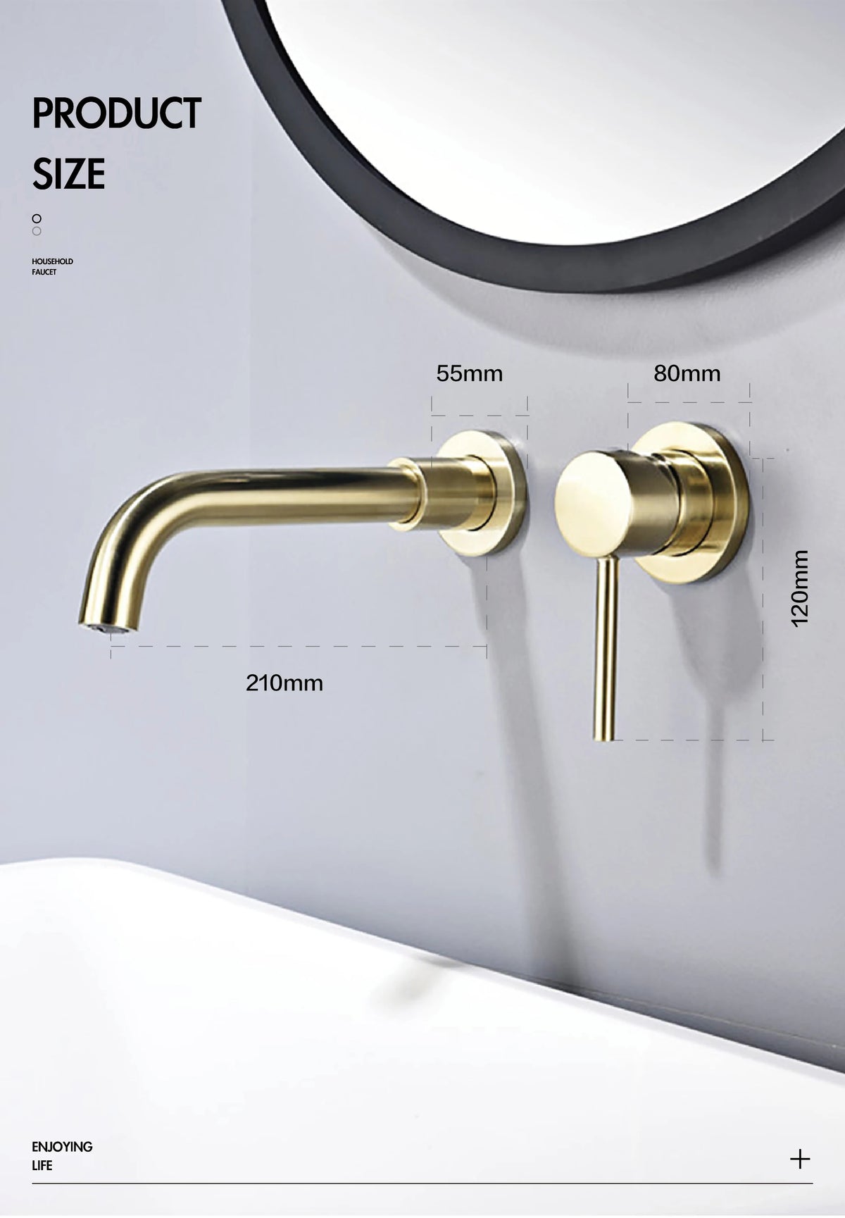 Modern Wall-Mounted Black Brass Bathroom Faucet Concealed Design