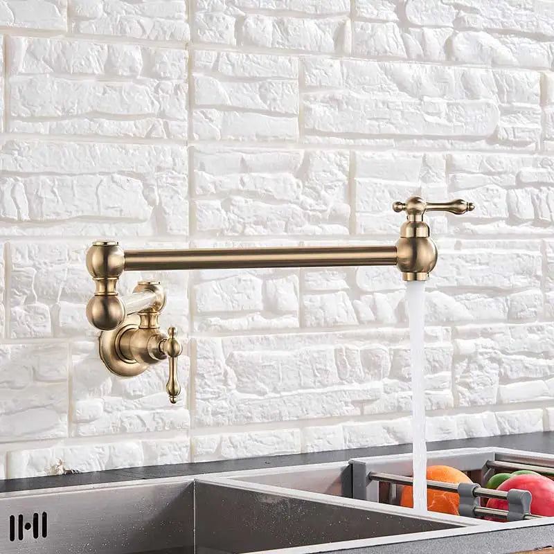 Brushed Gold Faucet Wall Mount Bathroom Basin Faucet