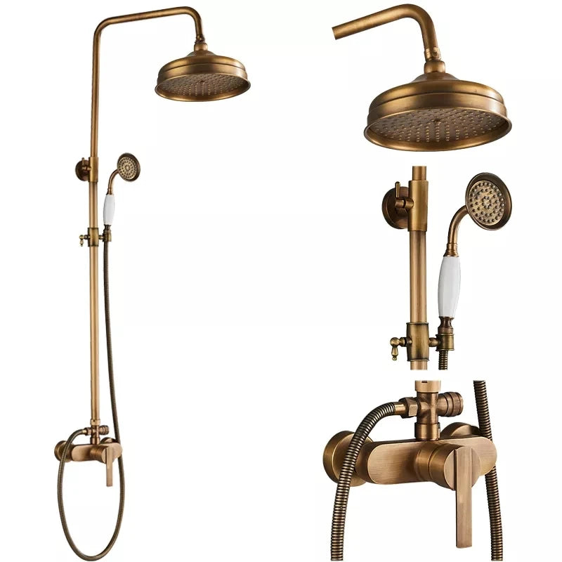 Antique Brass Style Shower Faucet Handle Handheld Shower