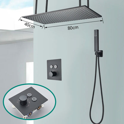 Rozin Matte Black Thermostatic Shower Faucet Concealed Install