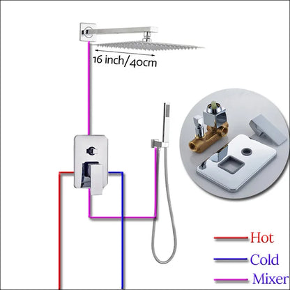 Rozin Wall Mount Rainfall Shower Faucet Chrome Concealed