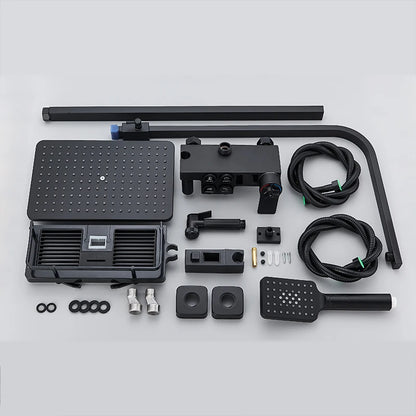 Matte Black Functions Display Screen Shower Faucet Bathroom