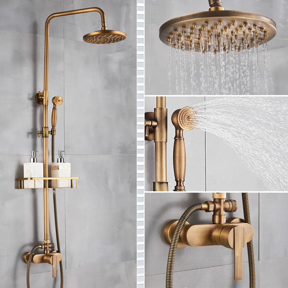 Antique Brass Bathroom Shower Faucet Bath Shower Mixer
