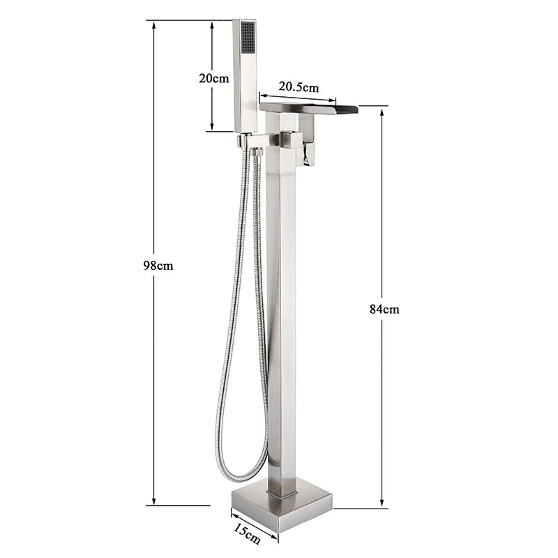 Shbshaimy Golden Floor Bathroom Bathtub Faucet Handshower Cold