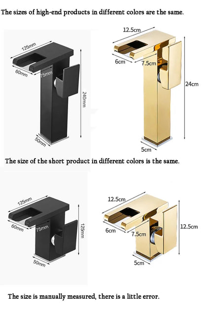 Bathroom Hydropower Led Waterfall Faucet Sink Basin Mixer