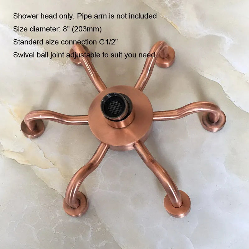Antique Red Copper Brass Bathroom Rain Shower Head