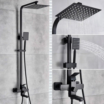 Uythner Bathroom Chrome/Black Shower Faucet Rotate Tub Spout