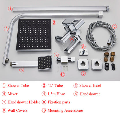 Uythner Bathroom Chrome/Black Shower Faucet Rotate Tub Spout