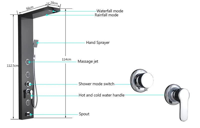 Luxury Led Shower Panel Spa Massage Jet Shower