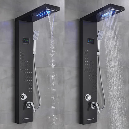 Black/Brushed Bathroom Shower Faucet Led Rainfall Head Shower