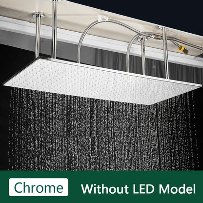 Rozin Led Matte Black Shower Head 40 80cm
