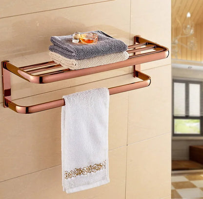 Rose Gold Double Towel Bars Bathroom Towel Ring