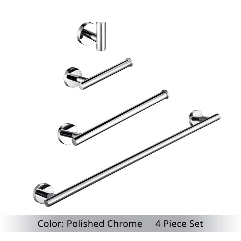 Bathroom Hardware Kit Brushed Stainless Steel Round Wall