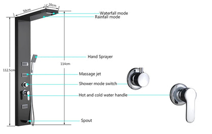 Luxury Led Shower Panel Spa Massage Jet Shower