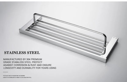 Stainless Steel Bathroom Wall Shelf Towel Bar Rack