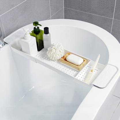 Bathtub Shelf Extendable Bathroom Tray Shower Caddy Bamboo