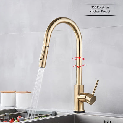Pull Out Touch Sensor Faucet 360 Rotation Smart