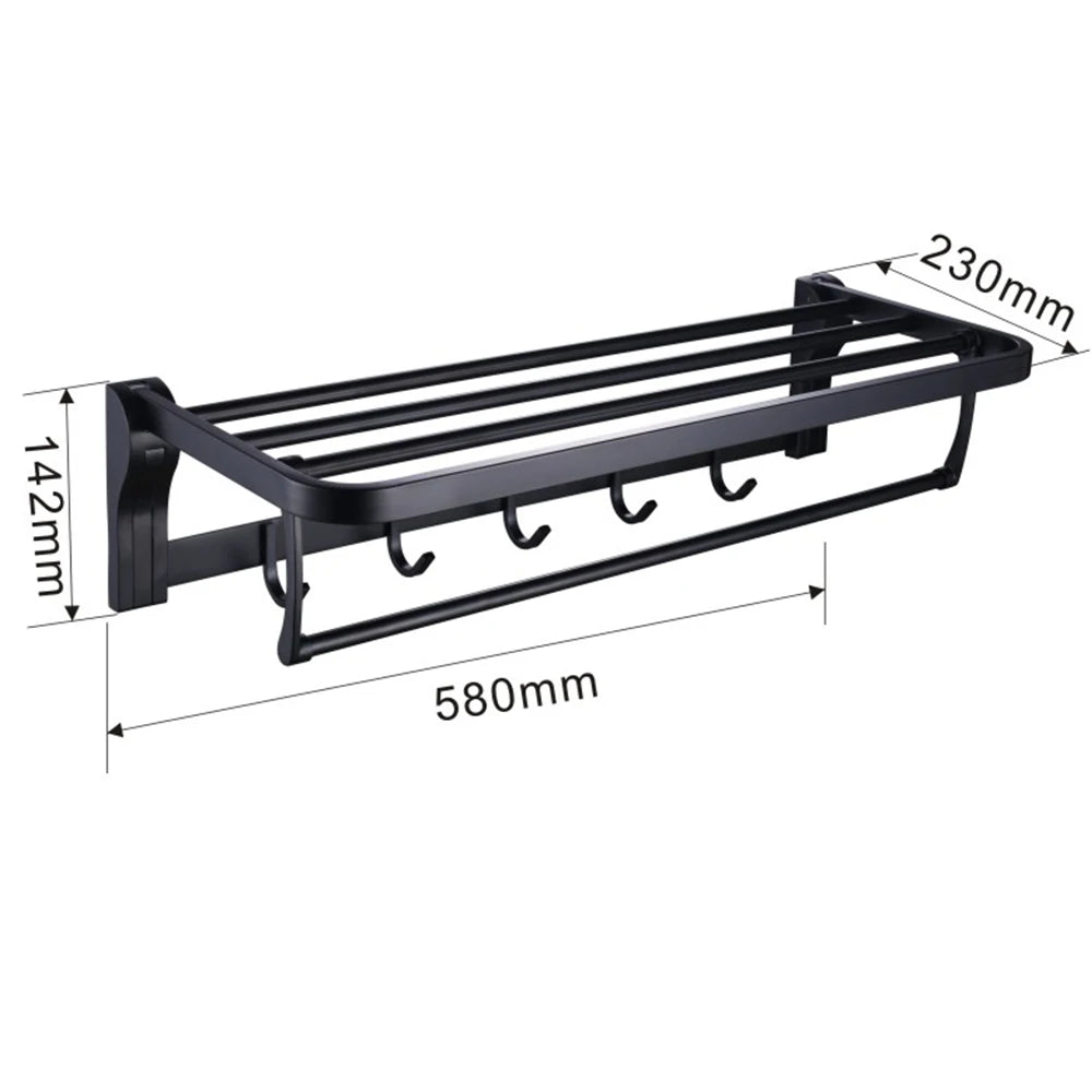 Taicute Towel Rack Shelf Hooks Movable Bar Sus
