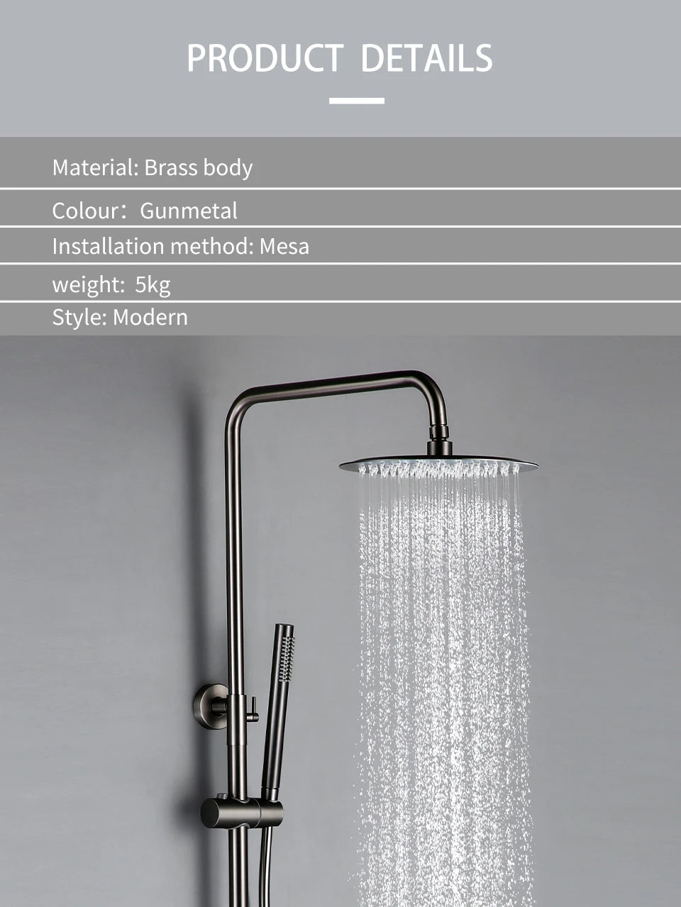 Thermostatic Shower Faucet Rain Head - 16 Inches