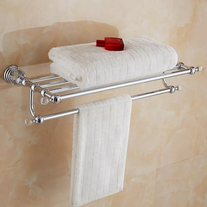 Brass Shower Shelf Toilet Paper Holder Silver Crystal