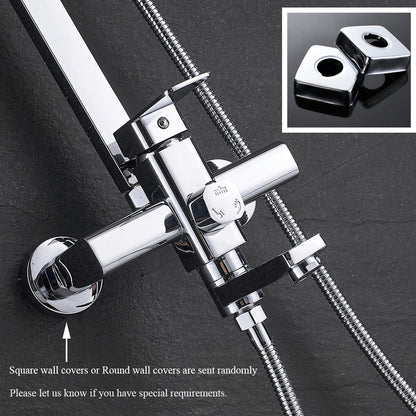 Uythner Bathroom Chrome/Black Shower Faucet Rotate Tub Spout