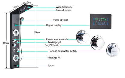 Luxury Led Shower Panel Spa Massage Jet Shower