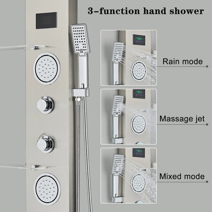 Luxury Black/Brushed Bathroom Led Shower Panel Tower System