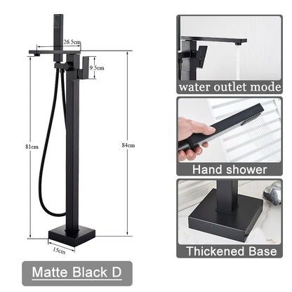 Shbshaimy Golden Floor Bathroom Bathtub Faucet Handshower Cold