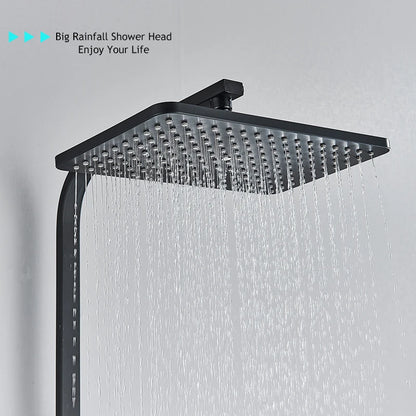 Matte Black Functions Display Screen Shower Faucet Bathroom