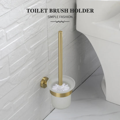 Bathroom Hardware Brushed Gold Toilet Brush Holder Robe