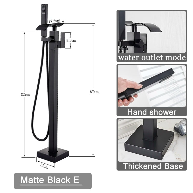 Shbshaimy Golden Floor Bathroom Bathtub Faucet Handshower Cold