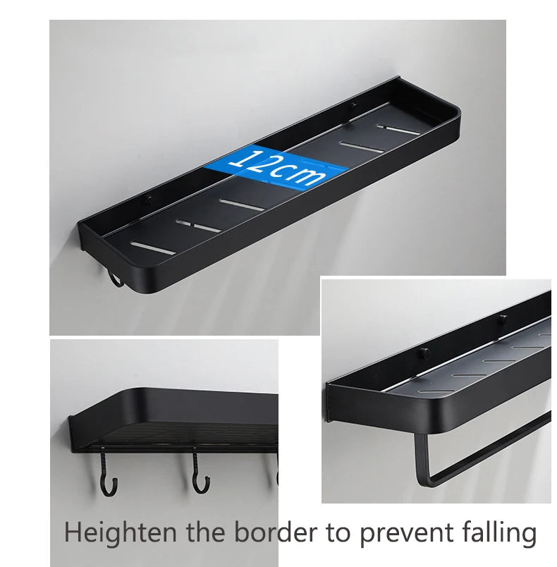 Black / White Bathroom Shelf Shampoo Holder Storage