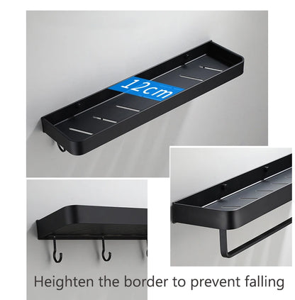 Black / White Bathroom Shelf Shampoo Holder Storage